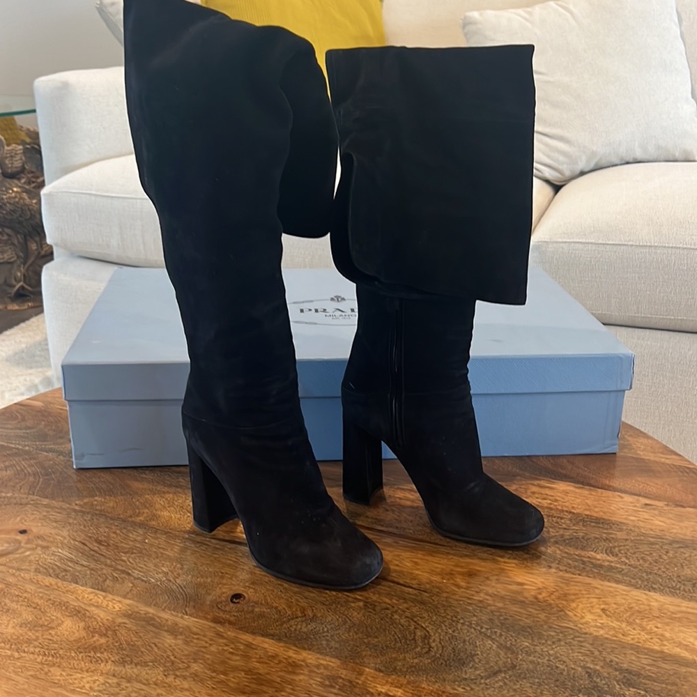 Suede PRADA over the knee boot